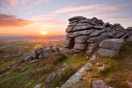 Beautiful sunset from Pew Tor, Dartmoor